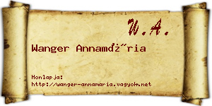 Wanger Annamária névjegykártya